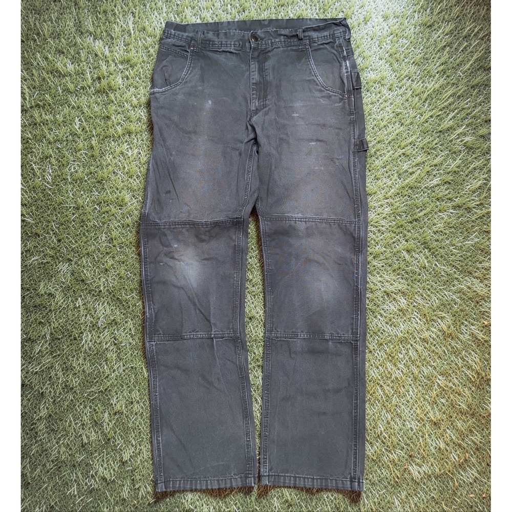 Key Distressed Workwear Carpenter Pants Faded Y2K Mens 36x36 Gray Street Wear